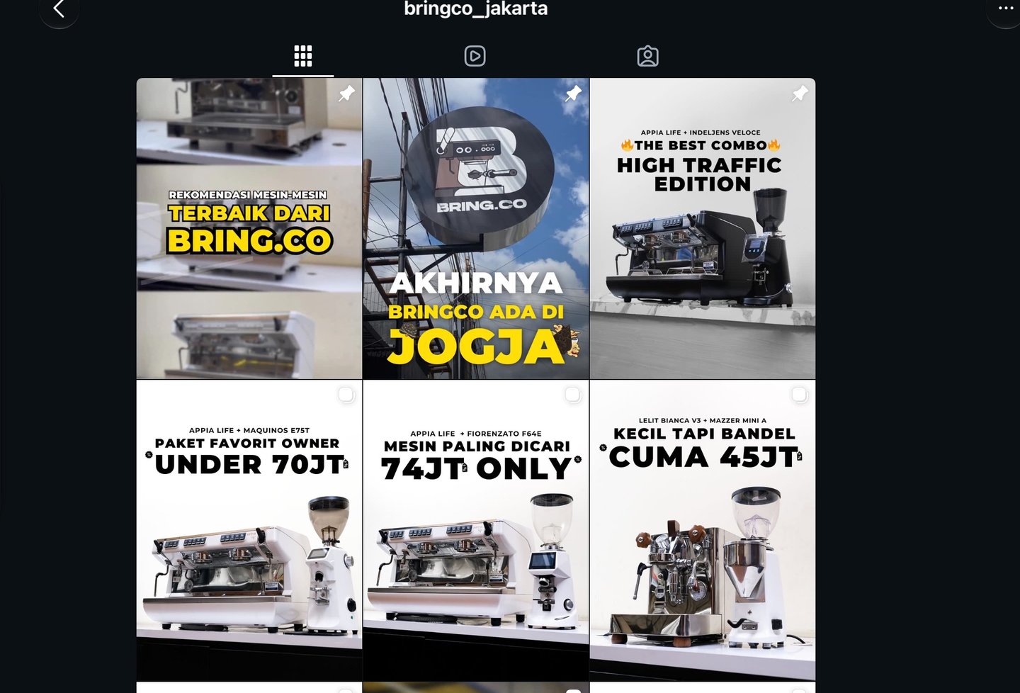 Bringco Jakarta Instagram grid